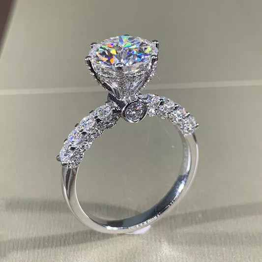 Inel din Argint Sterling cu Moissanit pentru Femei, Placat cu Aur 18K – Diamant Strălucitor